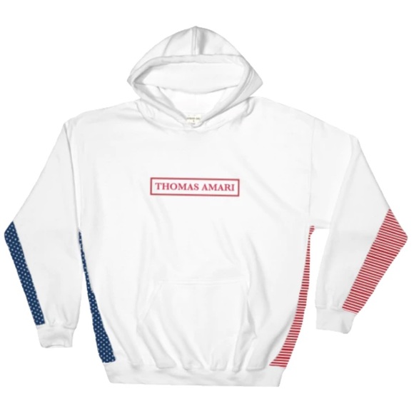 Thomas Amari Other - THOMAS AMARI AMERICANA Collection White Hoodie USA Flag Medium White/Red/Blue